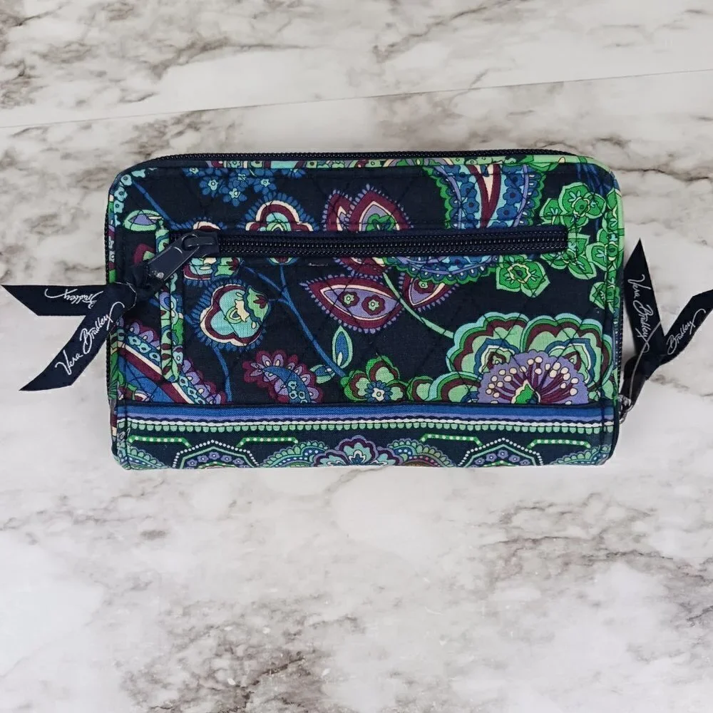 VERA BRADLEY RHYTHM & BLUES PATTERN TURN LOCK WALLET WOMEN